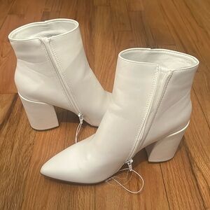 Sugar White Block Heel Boots